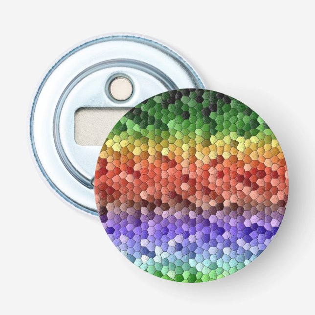 Décapsuleur Motif de mosaïque arc-en-ciel (Devant)