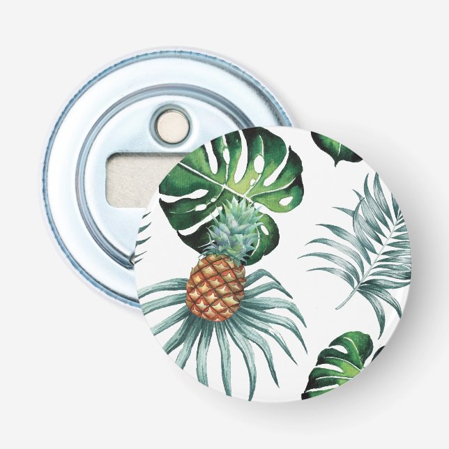 Décapsuleur Motif de palmier de jungle à l'aquarelle tropicale (Devant)