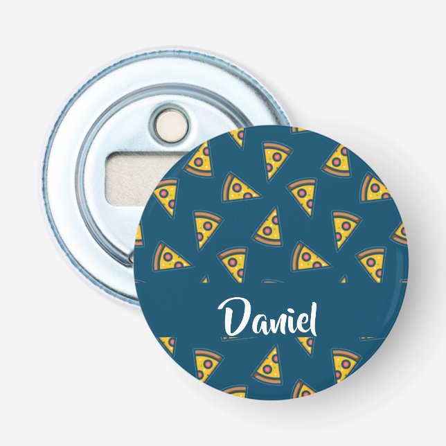 Décapsuleur Motif de pizza sur fond bleu (Devant)