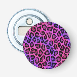 Décapsuleur Motif de taches de fourrure de léopard rose et vio