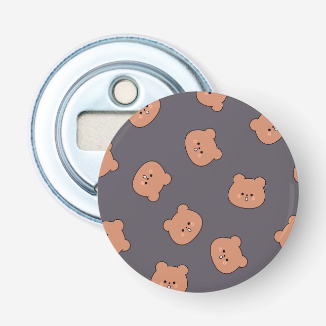 Décapsuleur Motif de visage d'ours en peluche marron mignon bl (Devant)