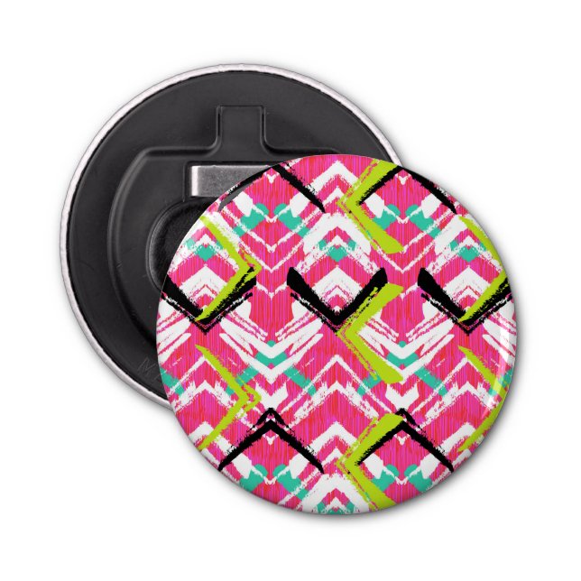 Décapsuleur Motif de zigzag rose tiré par la main (Devant)