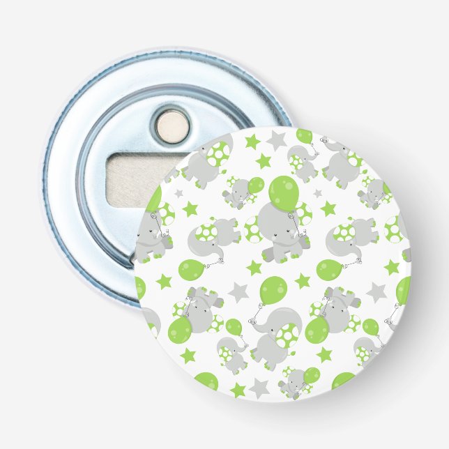 Décapsuleur Motif Des Eléphants, Eléphants Mignons - Grey Vert (Devant)