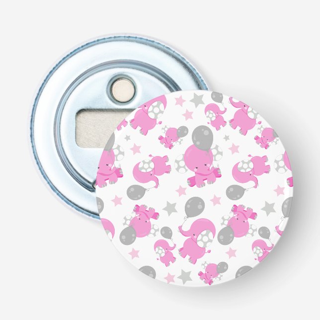 Décapsuleur Motif Des Eléphants Roses, Eléphants Mignons, Étoi (Devant)