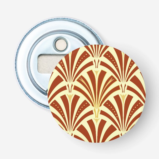 Décapsuleur Motif d'éventail Art déco - cuivre sur jaune (Devant)