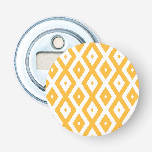 Décapsuleur Motif diamant jaune et blanc soleil (Devant)
