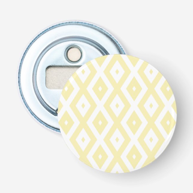 Décapsuleur Motif diamant jaune pâle et blanc (Devant)