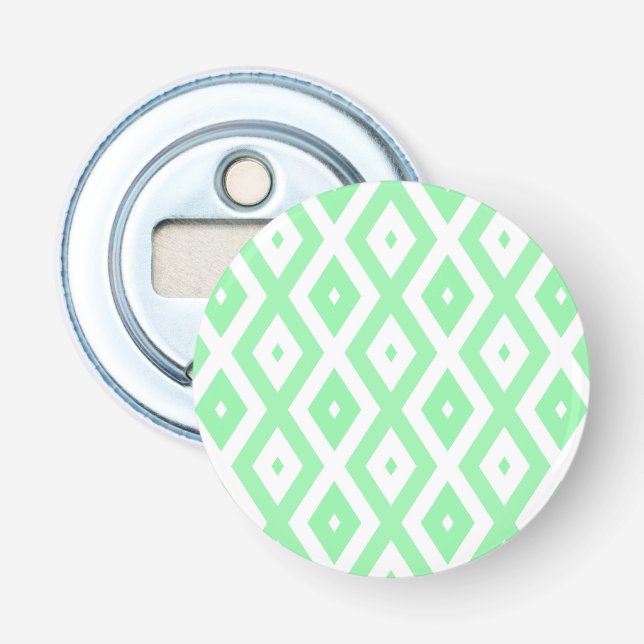Décapsuleur Motif diamant vert et blanc (Devant)
