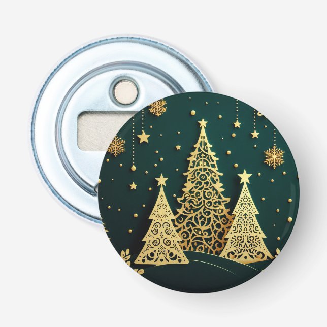 Décapsuleur Motif élégant d'arbre de Noël doré (Devant)