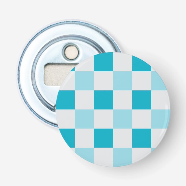 Décapsuleur Motif en damier blanc et bleu (Devant)