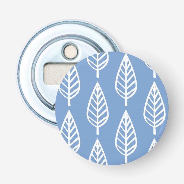 Décapsuleur Motif en feuille de hêtre - bleu ciel et blanc (Devant)