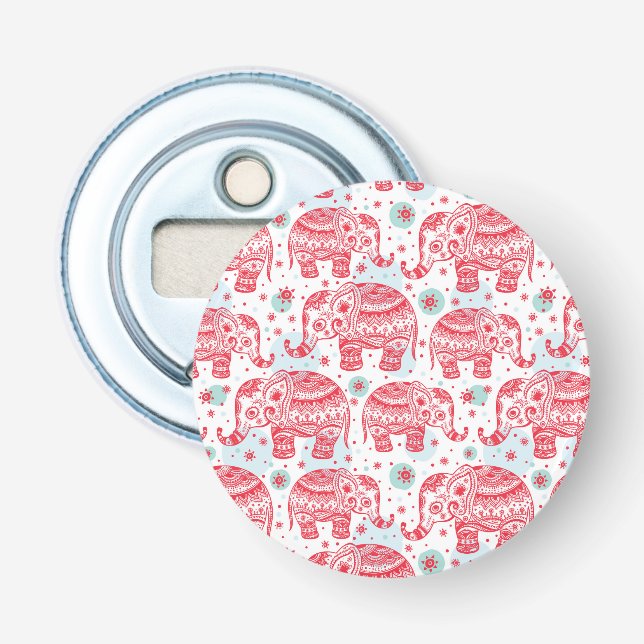 Décapsuleur Motif ethnique rouge d'éléphant (Devant)
