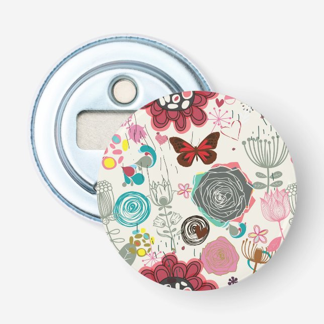 Décapsuleur Motif floral dans le rétro style 5 (Devant)