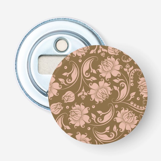 Décapsuleur Motif floral de rose et de brun (Devant)