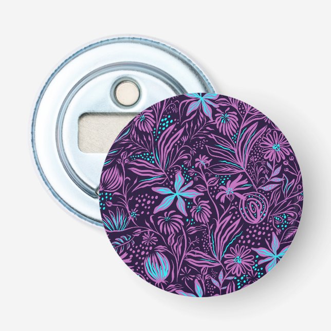 Décapsuleur Motif floral néon violet moderne (Devant)