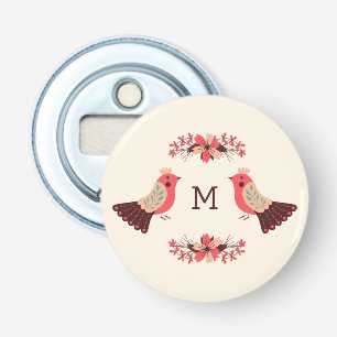 Décapsuleur Motif folklorique scandinave avec oiseaux et fleur
