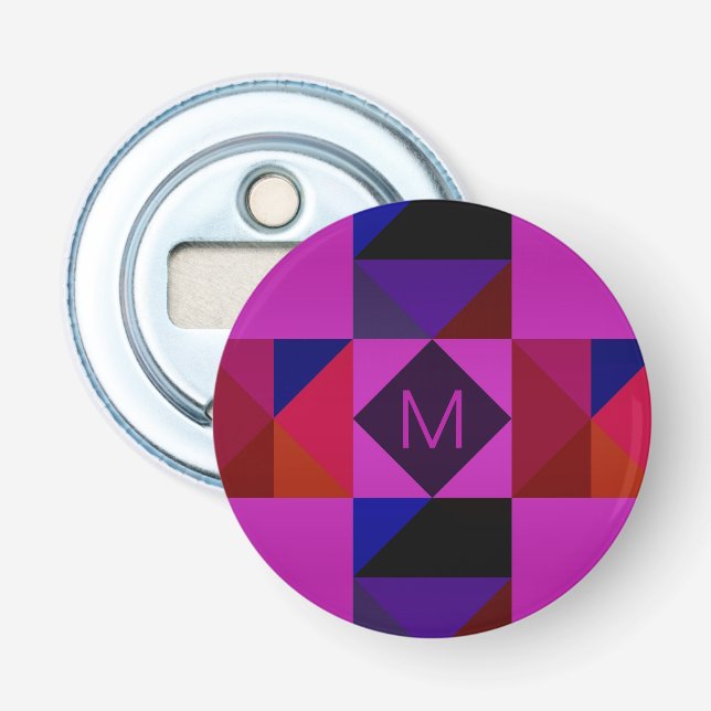 Décapsuleur Motif géométrique abstrait magenta Monogramme (Devant)