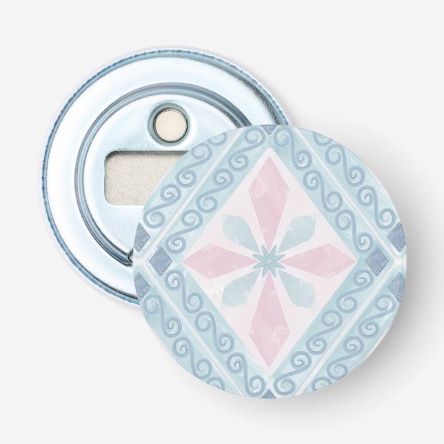 Décapsuleur Motif géométrique diamant bleu (Devant)