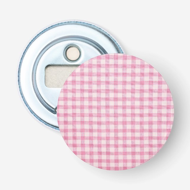 Décapsuleur Motif Gingham Rose Bébé (Devant)