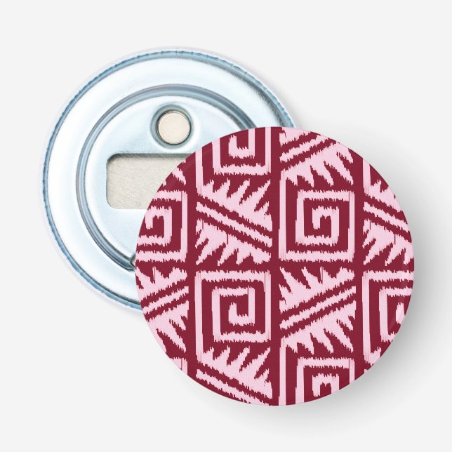 Décapsuleur Motif Ikat Aztec - Bourgogne et rose (Devant)