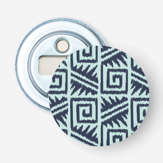 Décapsuleur Motif Ikat Aztec - Indigo et bleu clair (Devant)