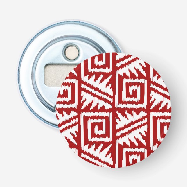 Décapsuleur Motif Ikat Aztec - Rouge foncé et blanc (Devant)