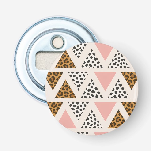 Décapsuleur Motif Léopard Chic et Triangle Rose (Devant)
