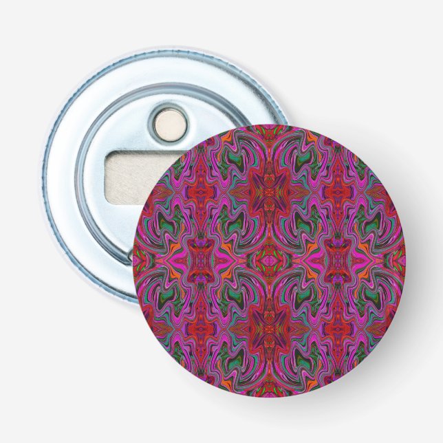 Décapsuleur Motif ondulé magenta, rouge et vert trippy cool (Devant)