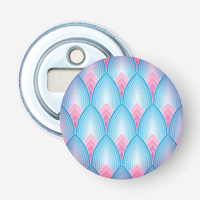 Décapsuleur Motif Pétal Turquoise Et Rose (Devant)