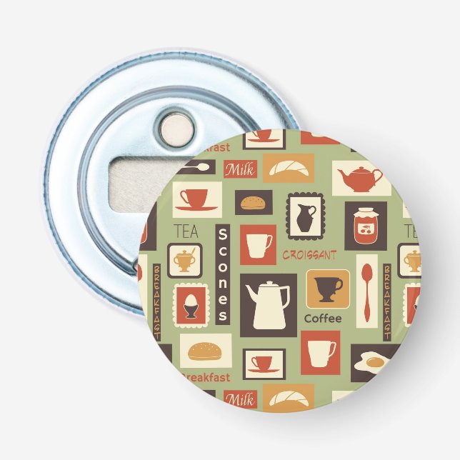 Décapsuleur motif rétro avec cuisine pour le petit-déjeuner (Devant)