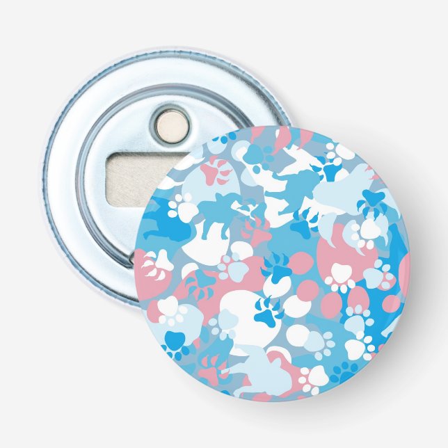 Décapsuleur Motif rose et bleu de chien de camouflage (Devant)