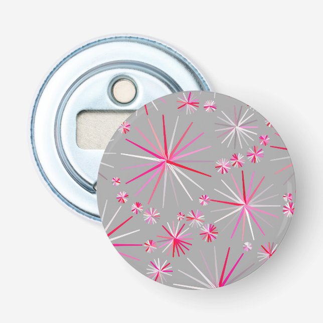 Décapsuleur Motif Spoutnik du milieu du siècle, Grey et Fuchsi (Devant)