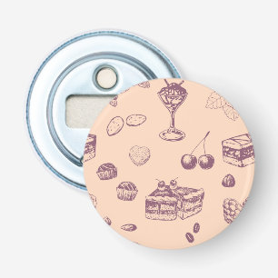Décapsuleur Motif sucré avec des desserts variés.