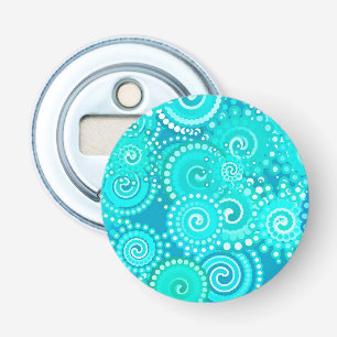 Décapsuleur Motif tourbillon fractal, teintes turquoise
