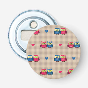 Décapsuleur Motif vérifié avec des hiboux d'amour