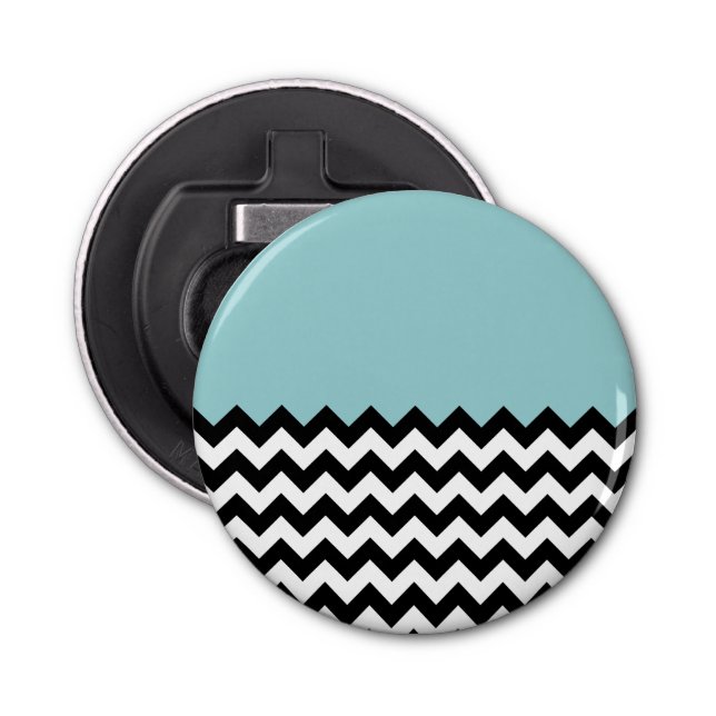 Décapsuleur Motif Zigzag noir et blanc, Chevron, Bleu (Devant)