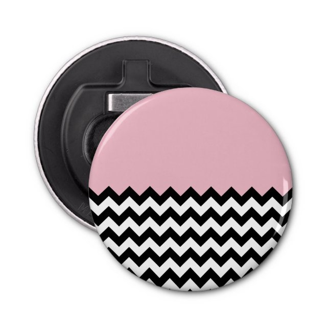 Décapsuleur Motif Zigzag noir et blanc, Chevron, rose (Devant)