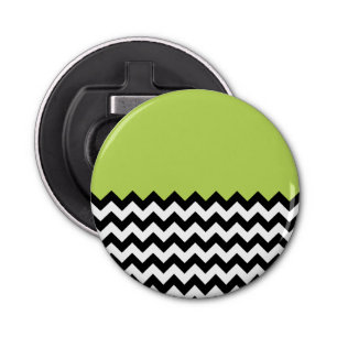 Décapsuleur Motif Zigzag noir et blanc, Chevron, Vert