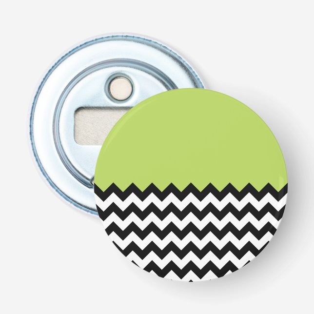 Décapsuleur Motif Zigzag noir et blanc, Chevron, Vert (Devant)