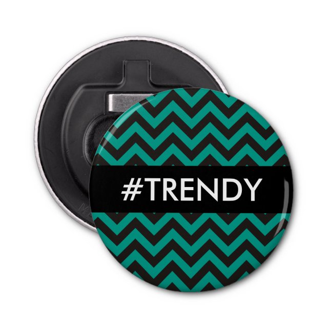 Décapsuleur Motif ZIGZAG - noir + votre arrière - plan & texte (Devant)