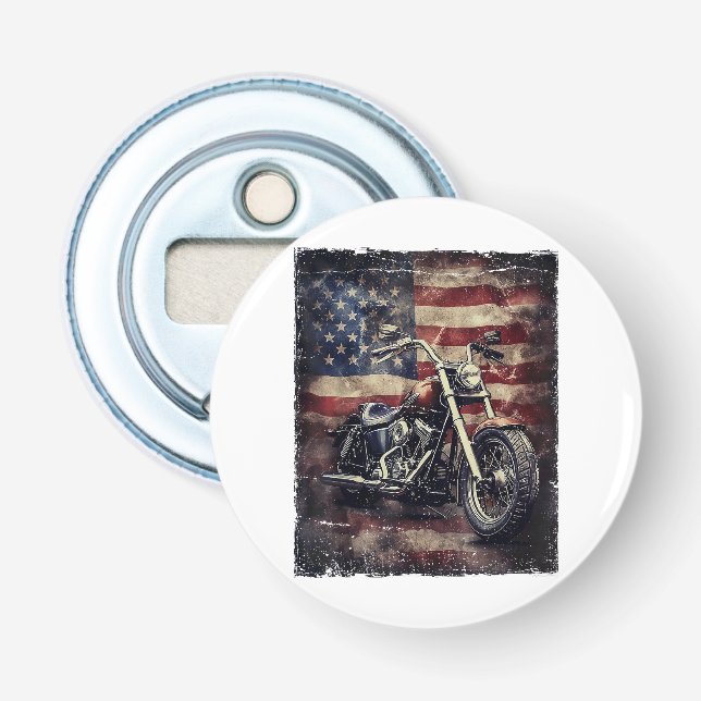 Décapsuleur Motocyclette Vintage Drapeau USA Biker Rétro Améri (Devant)