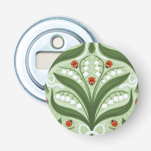 Décapsuleur Muguet et coccinelles symétrie en vert,