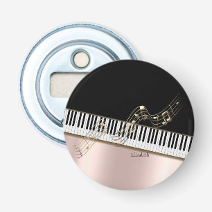 Décapsuleur Musique moderne notes en or, touches de piano rose