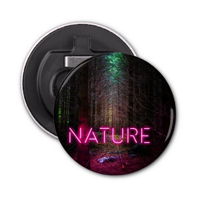 Décapsuleur Mystère forêt d'épinette nature néon magenta signe (Devant)