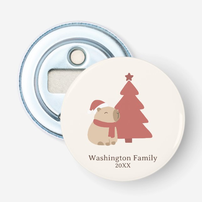 Décapsuleur Noël de capybara douillet personnalisé (Devant)
