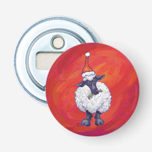 Décapsuleur Noël des moutons sur rouge