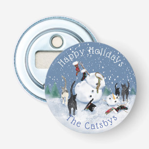 Décapsuleur Noël Funny Chat bonhomme de neige 5