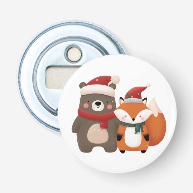 Décapsuleur Noël/hiver Mignonne Ours et renard (Devant)