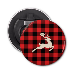 Décapsuleur Noël Vacances Cerfs Antlers Rouge Noir En vichy