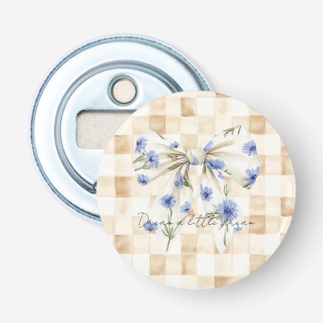 Décapsuleur Nœud de fleurs de marguerite bleue blanche (Devant)